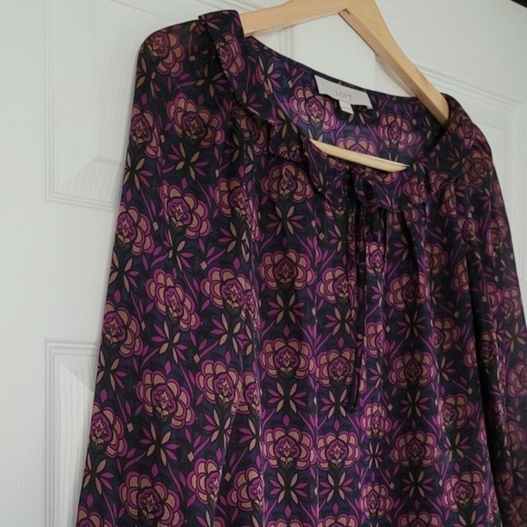 Vintage LOFT Sheer Print Blouse in Jewel Tones - Picture 4 of 11